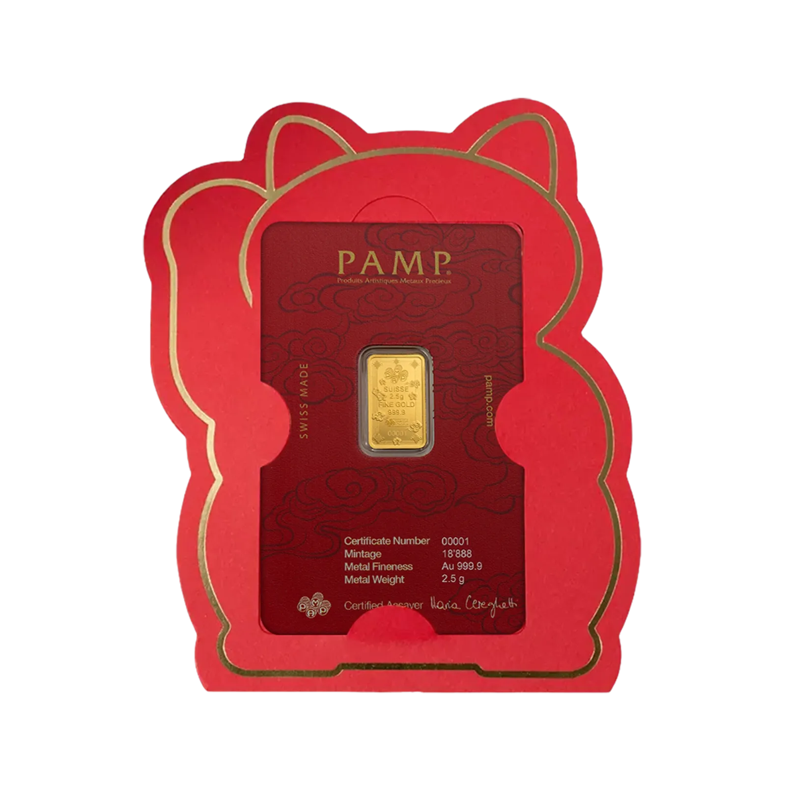 2.5g Gold PAMP Lucky Cat Bar (999.9) 6